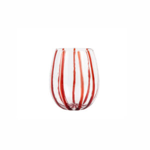 Nuovo Stripe Red Stemless Wine Glass by VIETRI