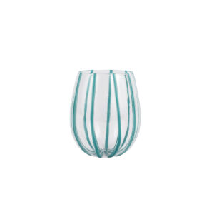 Nuovo Stripe Teal Stemless Wine Glass by VIETRI