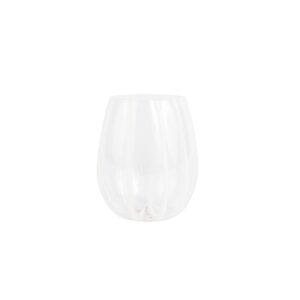 Nuovo Stripe White Stemless Wine Glass by VIETRI