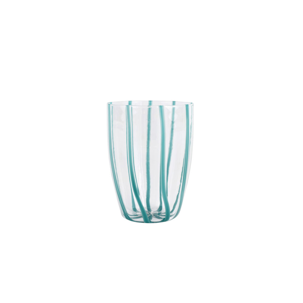 Nuovo Stripe Teal Tall Tumbler by VIETRI