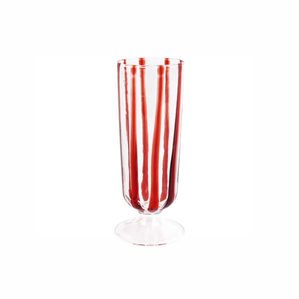 Nuovo Stripe Red Champagne Glass by VIETRI