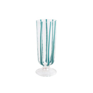 Nuovo Stripe Teal Champagne Glass by VIETRI