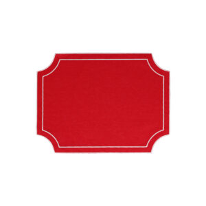 Tessuti Red Rectangular Placemats with White Stitching - Set of 4 by VIETRI