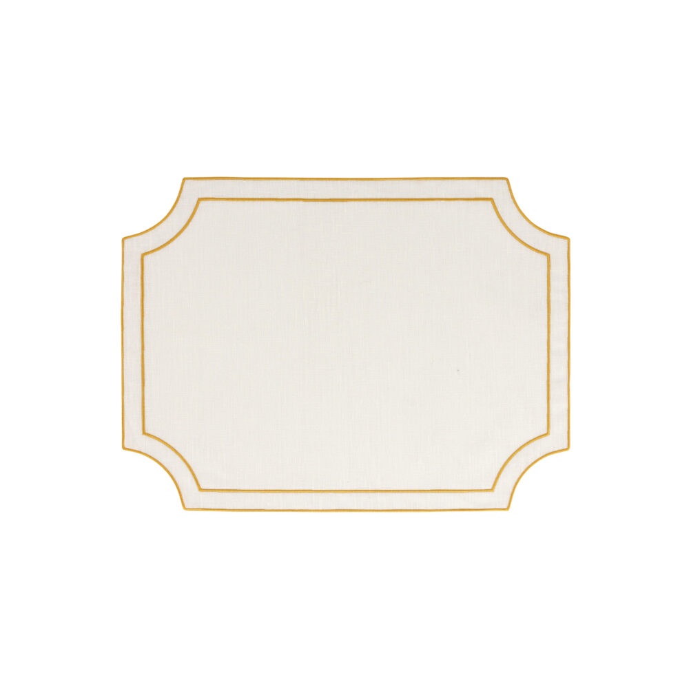 Tessuti White Rectangular Placemats with Gold Stitching - Set of 4 by VIETRI