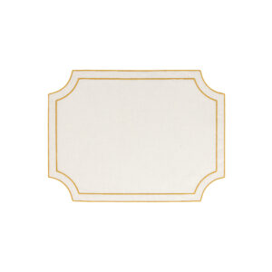 Tessuti White Rectangular Placemats with Gold Stitching - Set of 4 by VIETRI