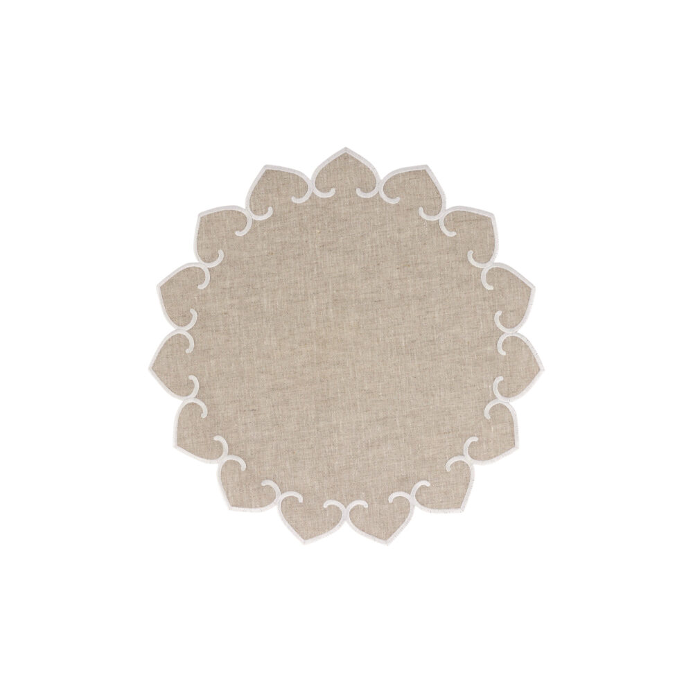 Tessuti Natural Round Placemats with White Stitching - Set of 4 by VIETRI