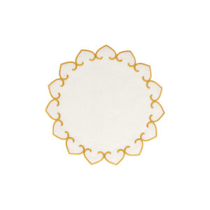 Tessuti White Round Placemats with Gold Stitching - Set of 4 by VIETRI