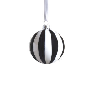 Monochrome Stripe 8-Piece Glass Ornament Set, 3.25" x 3.25" by Zodax