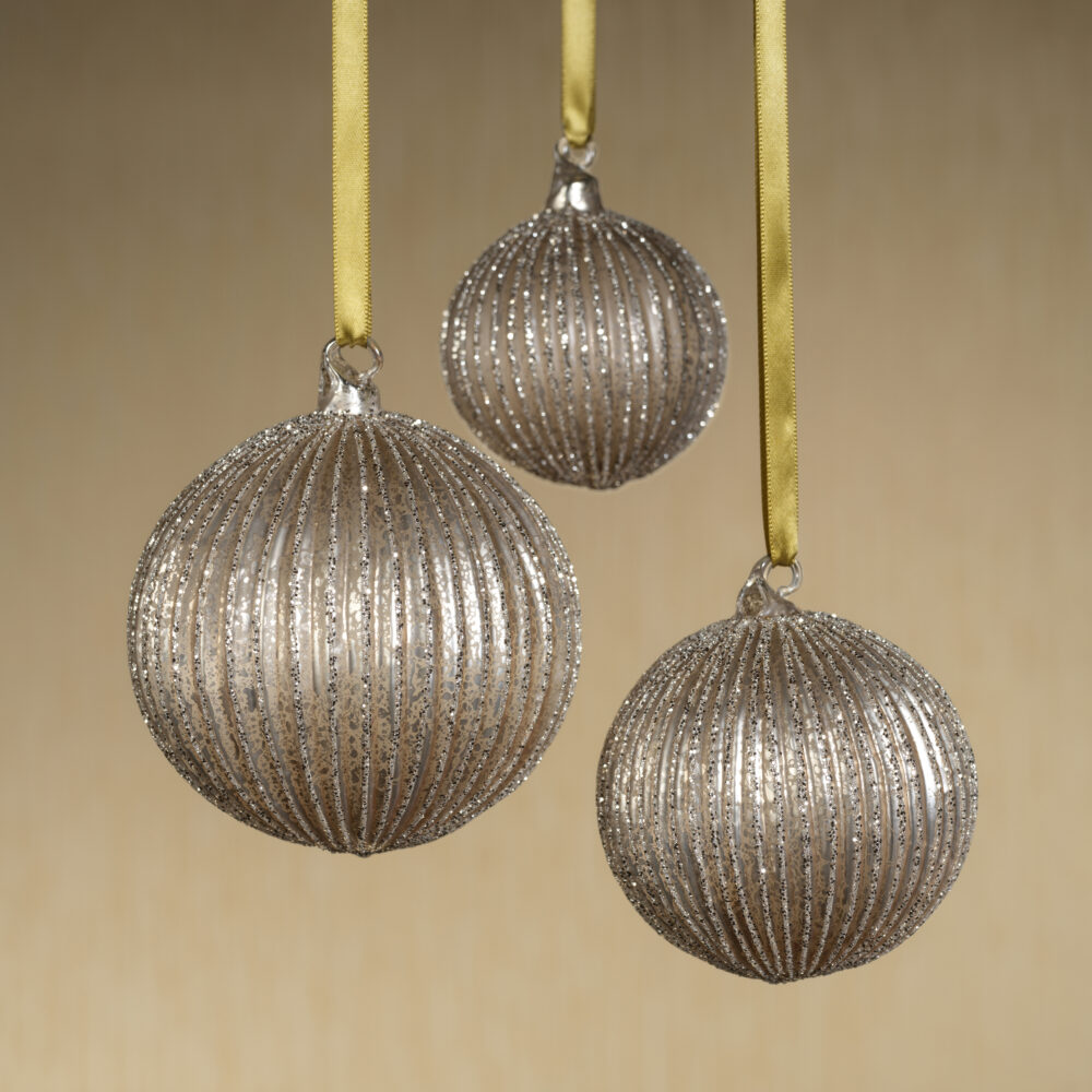 Glittering Elegance 6-Piece Gold Glass Ball Ornament Set, 3.25" by Zodax