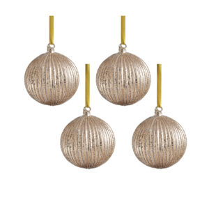 Glittering Elegance 4.75- Inch Gold Glass Ball Ornaments, Set of 4 by Zodax