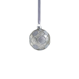 Silver Matte Frosted Serenity Glass Ball Ornaments with Silver Glitter-Set of 6, 3.25" by Zodax