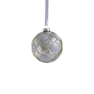 Silver Matte Frosted Serenity Glass Ball Ornaments with Silver Glitter-Set of 6, 4" by Zodax