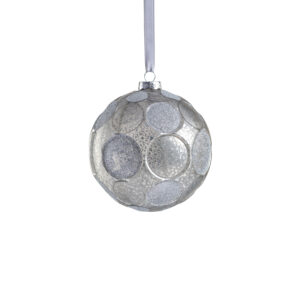 Matte Frosted Serenity 4.75" Glass Ball Ornaments-Set of 4, Silver w/ Silver Glitter by Zodax