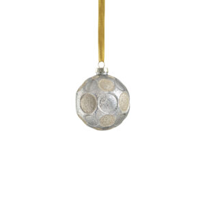 Silver Matte Frosted Serenity Glass Ball Ornaments with Gold Glitter-Set of 6, 3.25" by Zodax