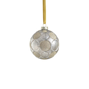 Silver Matte Frosted Serenity Glass Ball Ornaments with Gold Glitter-Set of 6, 4" by Zodax