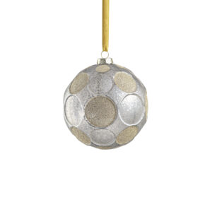 Matte Frosted Serenity 4.75" Glass Ball Ornaments- Set of 4, Silver w/ Gold Glitter by Zodax