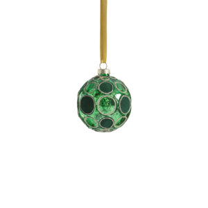 Gleaming Serenity Green Glass Ball Ornaments with Green Glitter- Set of 6, 3.25" by Zodax