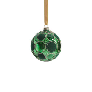 Gleaming Serenity Green Glass Ball Ornaments with Green Glitter- Set of 6, 4" by Zodax