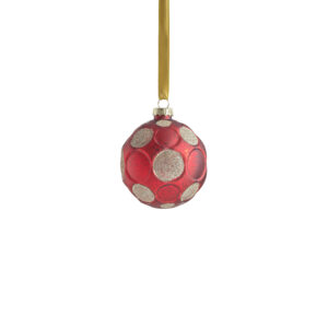 Red Matte Frosted Serenity Glass Ball Ornaments with Gold Glitter-Set of 6, 3.25" by Zodax