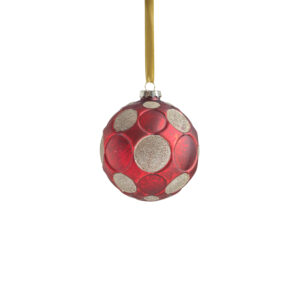 Red Matte Frosted Serenity Glass Ball Ornaments with Gold Glitter-Set of 6, 4" by Zodax