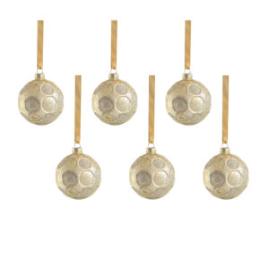 Gold Matte Frosted Serenity Glass Ball Ornaments with Gold Glitter-Set of 6, 3.25" by Zodax