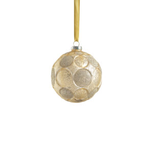 Gold Matte Frosted Serenity Glass Ball Ornaments with Gold Glitter-Set of 6, 4" by Zodax