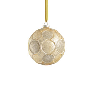 Matte Frosted Serenity 4.75" Glass Ball Ornaments- Set of 4, Gold w/ Gold Glitter by Zodax