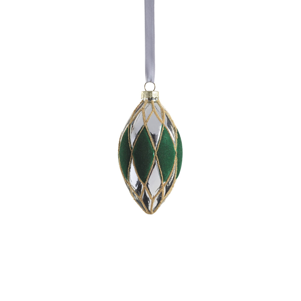 Messina Verde 6-Piece Glass Ornament Set, 2.75" x 5 by Zodax