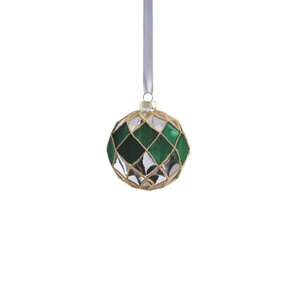 Messina Verde 6-Piece Glass Ornament Set, 3" by Zodax