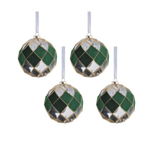 Messina Verde 4.75" Glass Ornaments, Set of 4 by Zodax