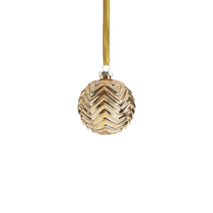 Trieste 6-Piece Set Gold Metallic Chevron Glass Ball Ornaments, 3.25" by Zodax