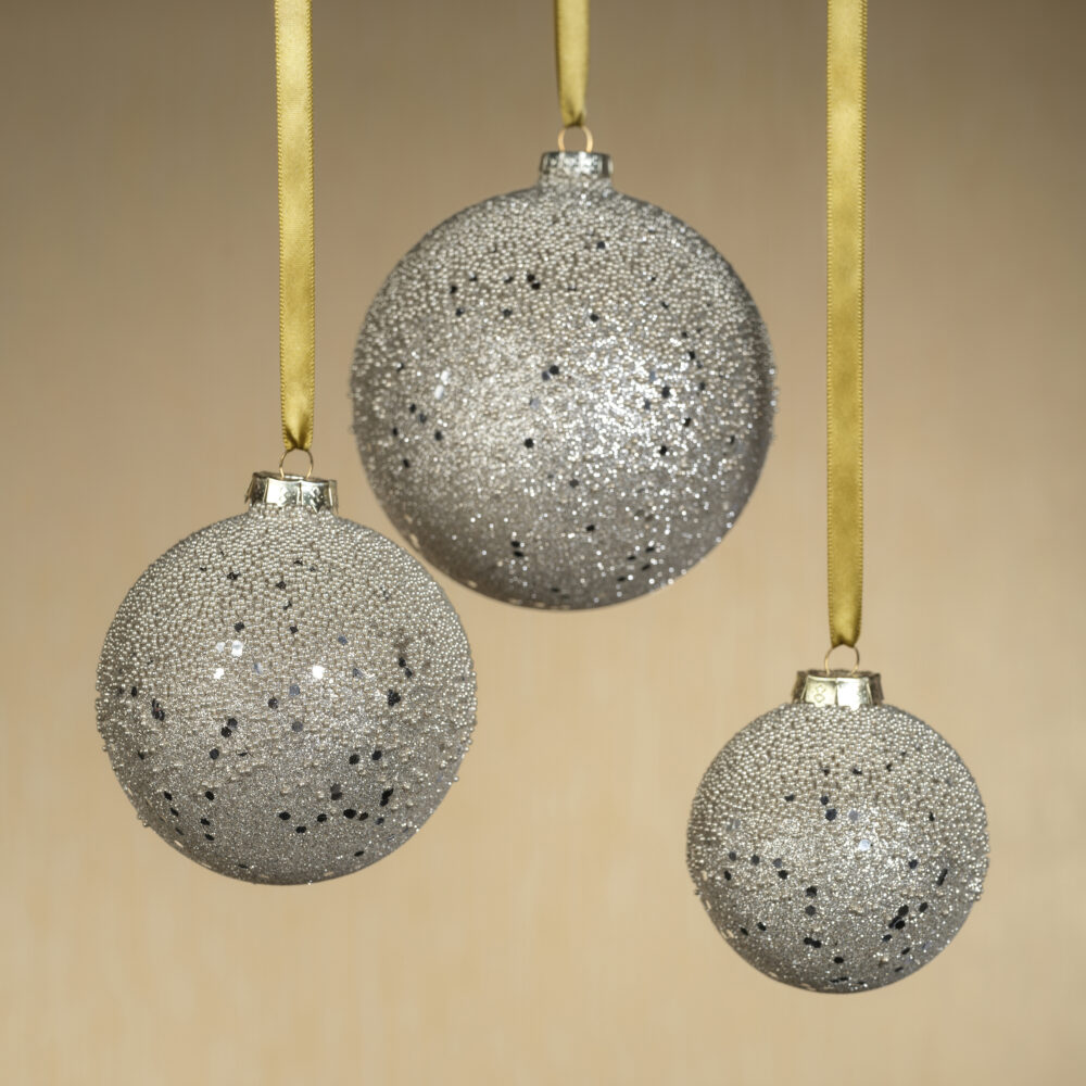 Livia 6-Piece Beaded Glass Ball Ornament Set, 3.25" by Zodax