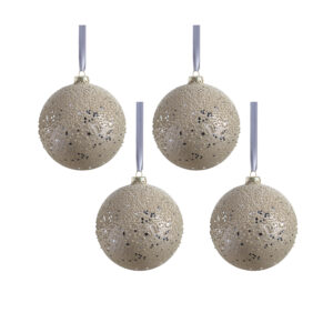 Livia Beaded Glass 4.75" Ball Ornaments, Set of 4 by Zodax