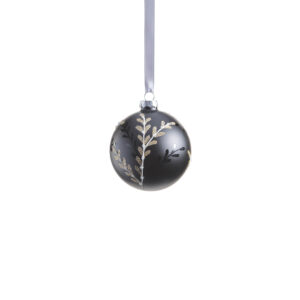 Patrin 6-Piece Set Glass Ball Ornaments with Leaf Pattern, 3.25" by Zodax