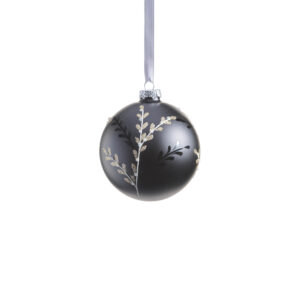 Patrin 6-Piece Set Glass Ball Ornaments with Leaf Pattern, 4" by Zodax