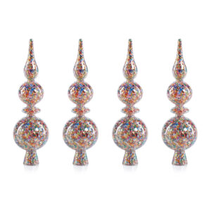 Pentagon Multicolor Sequin Glass Tree Toppers, Set of 4 by Zodax