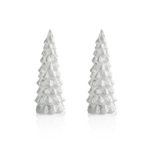 Mireille 2-Piece Set LED Snow Tabletop Trees, Medium by Zodax