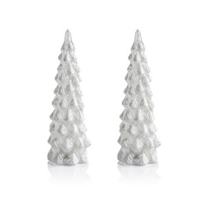 Mireille 2-Piece Set LED Snow Tabletop Trees, Large by Zodax