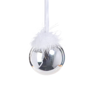 Luster Glass Ball Ornaments with Feather Design- Set of 6, 4" by Zodax