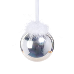 Luster 4.75" Glass Ball Ornaments with Feather Design, Set of 4 by Zodax