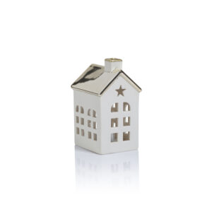 Lilou 2-Piece Set Porcelain LED House with Gold Roof, Small by Zodax