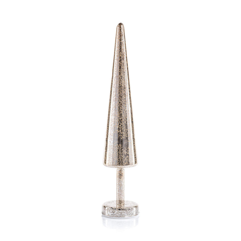 Crimbo 18" Gold Sparkle Cone LED Trees, Set of 2  by Zodax