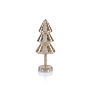 Crimbo 12.25" Gold Sparkle Layered Cone LED Trees, Set of 2  by Zodax