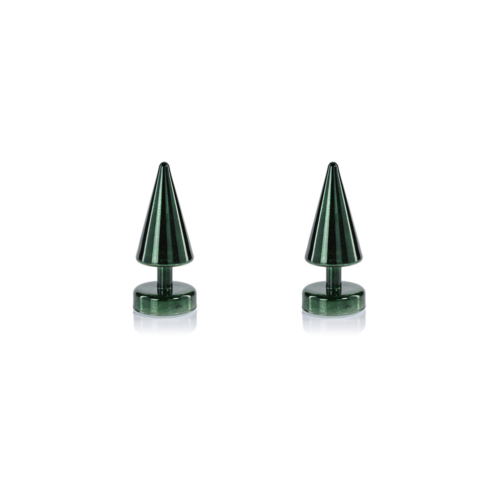 Crimbo 7" Green Sparkle Cone LED Trees, Set of 2  by Zodax