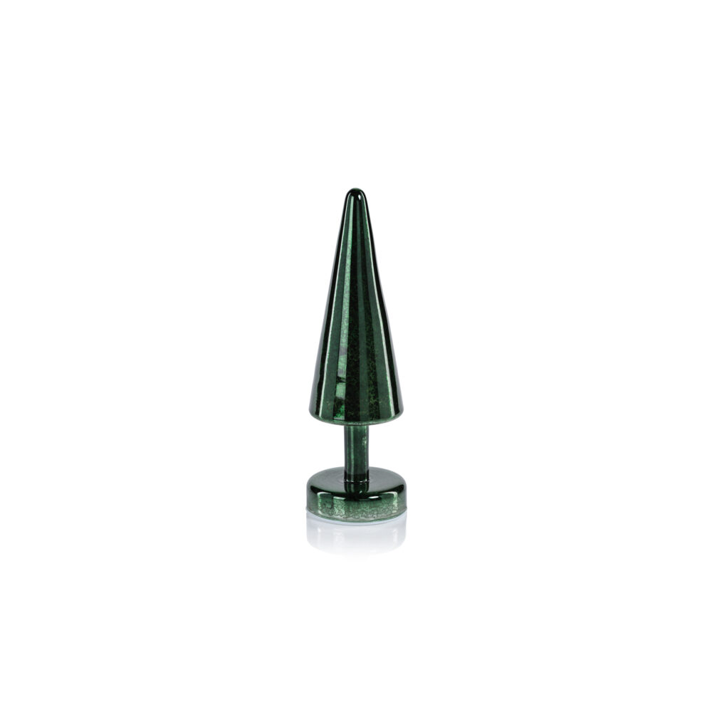 Crimbo 10" Green Sparkle Cone LED Trees, Set of 2  by Zodax