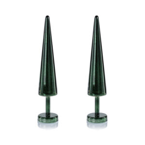 Crimbo 18" Green Sparkle Cone LED Trees, Set of 2  by Zodax