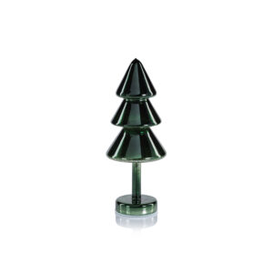 Crimbo 12.25" Green Sparkle Layered Cone LED Trees, Set of 2  by Zodax