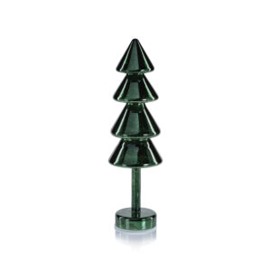 Crimbo 15.75" Green Sparkle Layered Cone LED Trees, Set of 2  by Zodax