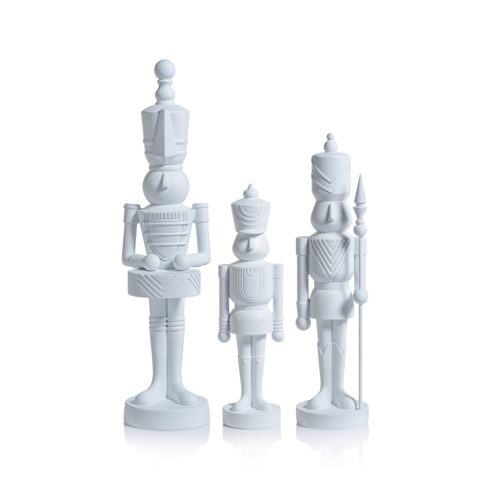 Patrice 3-Piece Set Assorted White Soldier Figurines by Zodax