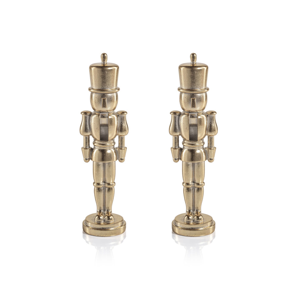 Hartwin Medium Gold Metallic Decorative Nutcracker Figurines, Set of 2 by Zodax